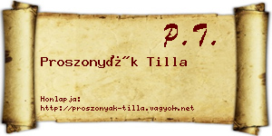 Proszonyák Tilla névjegykártya